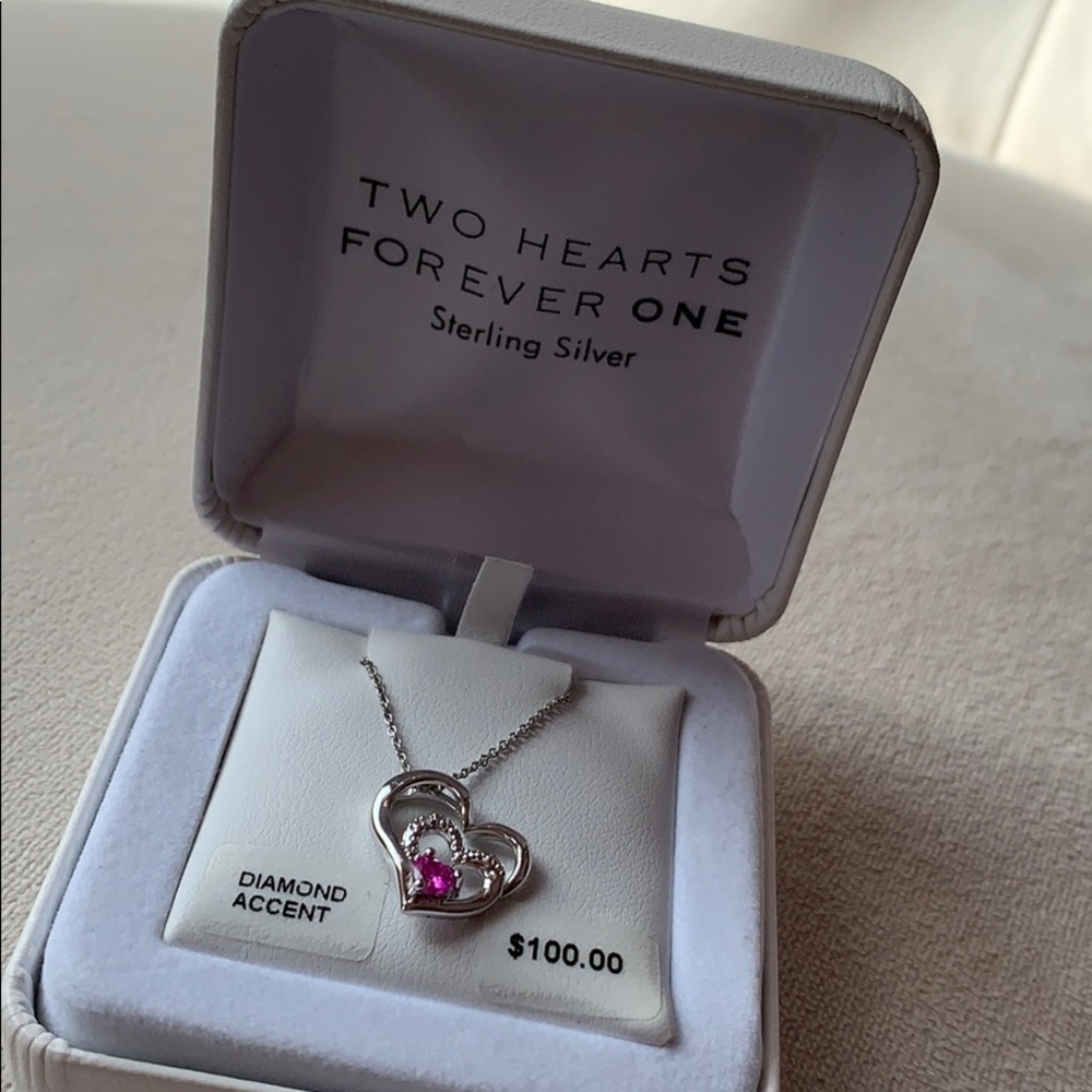 NWT Diamond Accent Sterling Silver Heart Necklace - Picture 8 of 8
